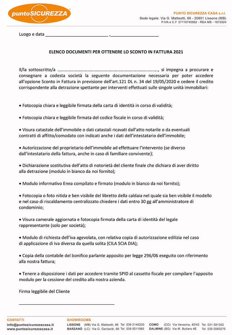 Ecobonus sconto in fattura 50 infissi Punto Sicurezza Casa