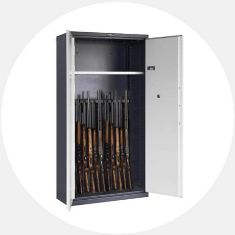 Armadio Per Fucili 5 Posti - Cassaforte Antifurto 35x30x145 Cm, Acciaio Verniciato Argento - Foto 6